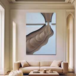 Hand-Painted Wood-Carving Wall Art, Minimalist Abstract Texture Relief Sculpture - thumbnail 2