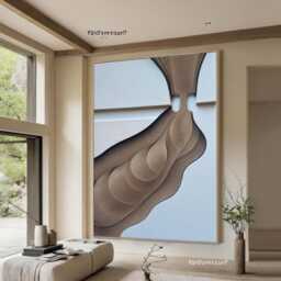 Hand-Painted Wood-Carving Wall Art, Minimalist Abstract Texture Relief Sculpture - thumbnail 1