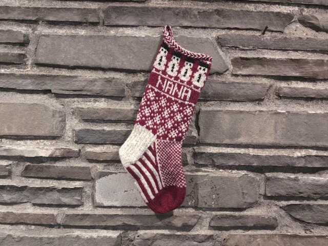 Snowmen Christmas Stocking - Hand Knit, Fair Isle, Vintage Inspired Knit With The Wind - image 1