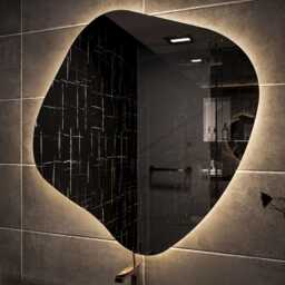 Asymmetrical Mirror With Led Lights, Irregular Bathroom Vanity - thumbnail 3