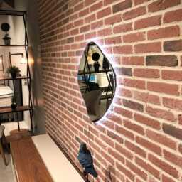 Asymmetrical Mirror With Led Lights, Irregular Bathroom Vanity - thumbnail 4