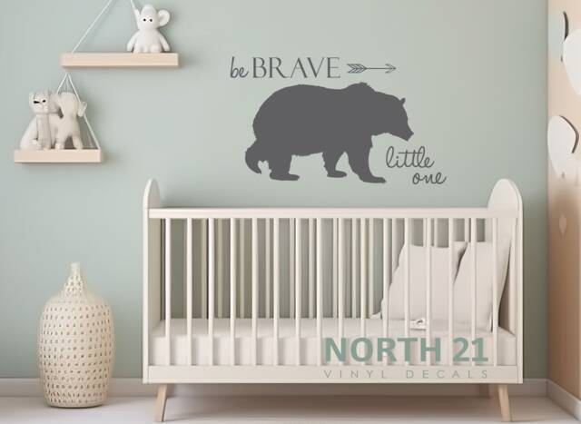 Be Brave Little One Wall Decal, Brave, Bear Woodland Decor, Art, Adventure Decal - image 1