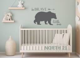Be Brave Little One Wall Decal, Brave, Bear Woodland Decor, Art, Adventure Decal - thumbnail 1