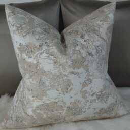 Marble Effect Decorative Elegant Cushion Cover, Ivory Silver Beige Sofa Bed Pillow Cover Neutral Decor - thumbnail 2