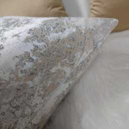 Marble Effect Decorative Elegant Cushion Cover, Ivory Silver Beige Sofa Bed Pillow Cover Neutral Decor - thumbnail 4