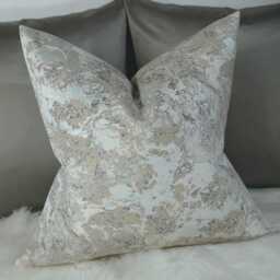 Marble Effect Decorative Elegant Cushion Cover, Ivory Silver Beige Sofa Bed Pillow Cover Neutral Decor - thumbnail 3