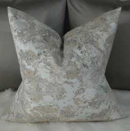 Marble Effect Decorative Elegant Cushion Cover, Ivory Silver Beige Sofa Bed Pillow Cover Neutral Decor - thumbnail 1