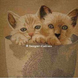 Pair Of Kittens in Vase Tapestry Cushion Cover Sham - thumbnail 2