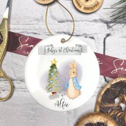 Personalised Baby's First Christmas Bauble, Keepsake, 1st Ornament, Gift For Christmas, Bunny Rabbit - thumbnail 2