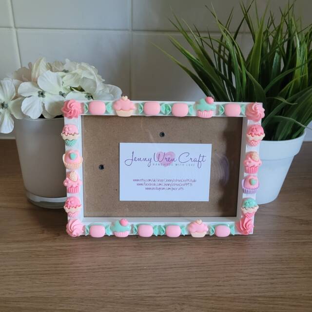 Pink Cakes & Candy Resin Decals Deep Box Photo Frame 4 X 6 Inches - image 1