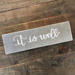Handmade Rustic Wood Sign, It Is Well, Inspirational Wall Decor - thumbnail 1
