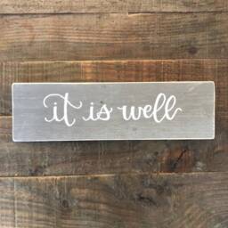 Handmade Rustic Wood Sign, It Is Well, Inspirational Wall Decor - thumbnail 2