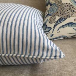 Blue Ticking Stripe Cushion Cover Hampton's Style Cotton Pillow - thumbnail 2