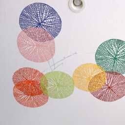 Modern Hanging Mobile Art Kirigami Paper Colorful Kinetic Sculpture 24 X 8 Inches - thumbnail 3