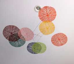 Modern Hanging Mobile Art Kirigami Paper Colorful Kinetic Sculpture 24 X 8 Inches - thumbnail 1
