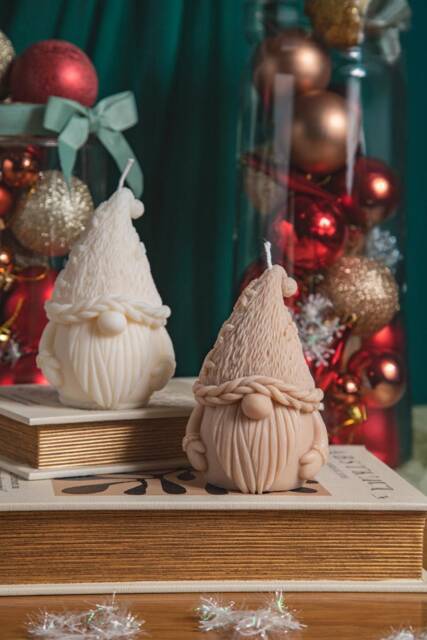 Christmas Gnome Soy Wax Candle - Handmade Holiday Decoration - image 1