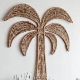 Wicker Palm Tree Wall Decor Coastal Beach House Art - thumbnail 3