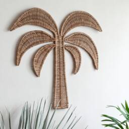Wicker Palm Tree Wall Decor Coastal Beach House Art - thumbnail 2