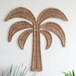 Wicker Palm Tree Wall Decor Coastal Beach House Art - thumbnail 4