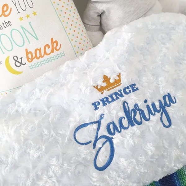 Personalised Baby Blanket - Name Embroidery Rosebud - image 1