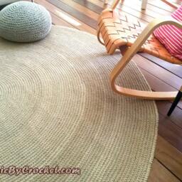 Florida Rug, 8 Ft, Natural Fiber Hand Crochet Jute Area Rug, No.051 - thumbnail 2