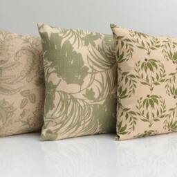 Beige Linen Handprint Designer Pillows, Decorative Throw Pillow Cover, Cushion Covers, Pillowcase, Green Floral Modern Pillows - thumbnail 4