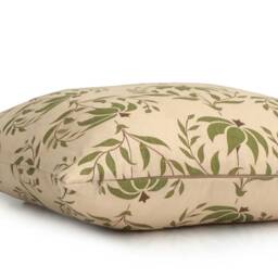 Beige Linen Handprint Designer Pillows, Decorative Throw Pillow Cover, Cushion Covers, Pillowcase, Green Floral Modern Pillows - thumbnail 3