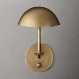 Antique Raw Brass Sputnik Wall Sconce - Mid Century Modern Adjustable Dome Shade Light, Handmade Vintage Task Lamp - thumbnail 2