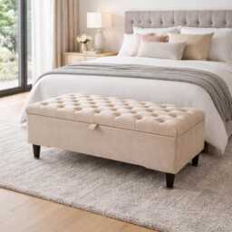Plush Velvet Chesterfield Storage Ottoman Bench - Tufted Hidden Compartment Seating
