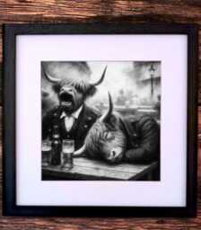 Funny Highland Cow Print Scottish Beer Garden Art, Framed Wall Decor - thumbnail 1