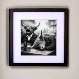 Funny Highland Cow Print Scottish Beer Garden Art, Framed Wall Decor - thumbnail 2