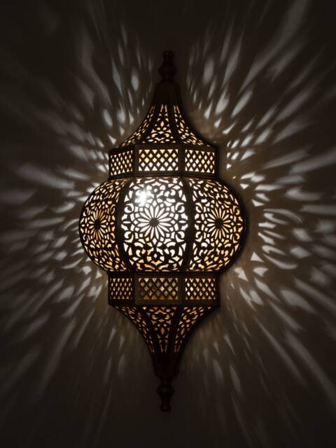 Moroccan Brass Wall Lamp, Exotic Sconce Light For Home Decor - image 1