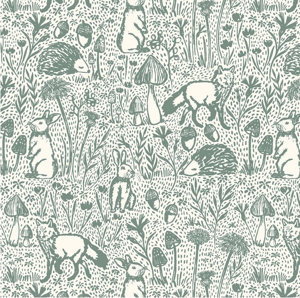 Sage Green Fitted Crib Sheet Woodland Animals Nursery Bedding - image 1