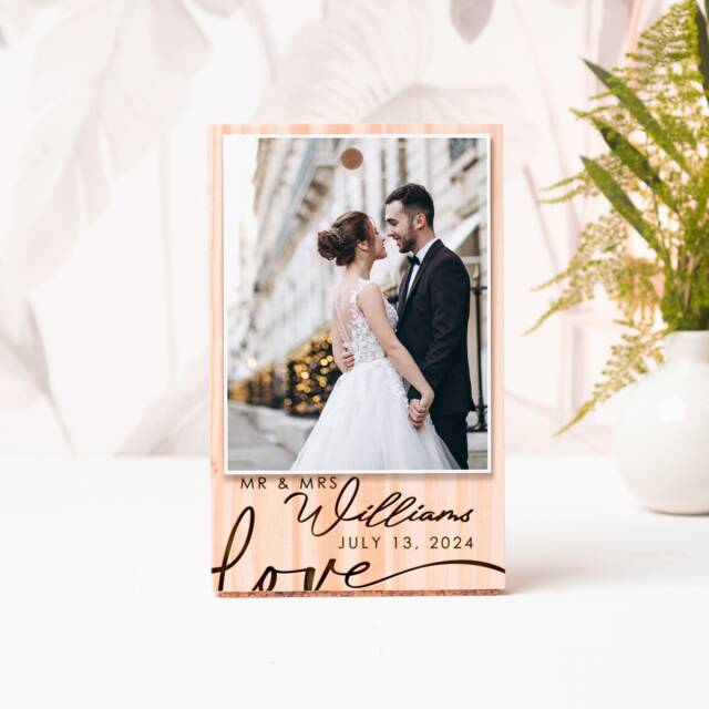 Wedding Gift For Couple, Mr & Mrs Day Gift, Personalized Photo Frame, Engagement Photo Gift, Newly Engaged Frame - image 1
