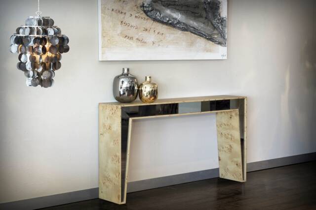 Mapa Burl Veneer Console Table Modern Hallway Decor - image 1
