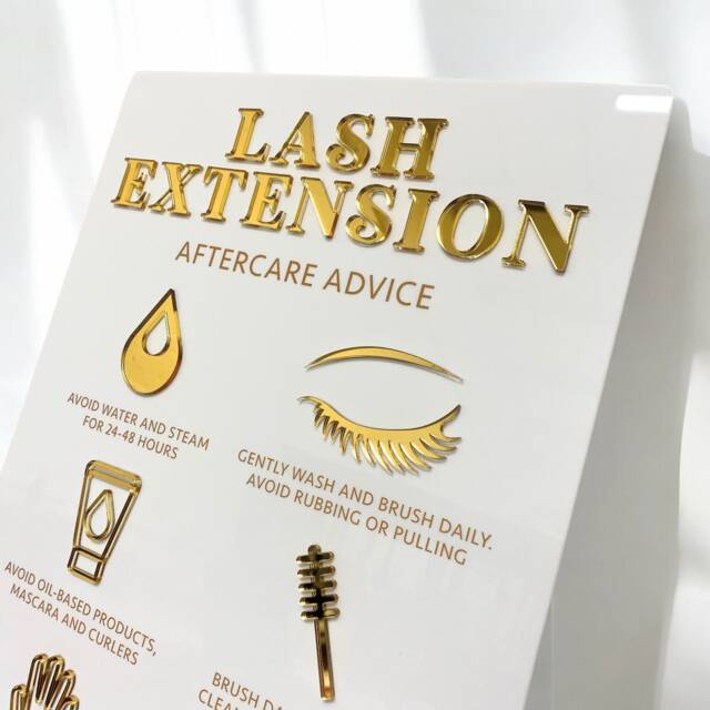 Lash Extension Aftercare Advice Sign - 3D Acrylic Aesthetics Display Signage Beauty Clinic Wall Decor Salon Information A3 Size - image 1