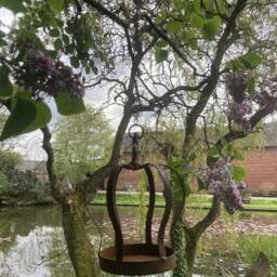 Garden Hanging Rusty Metal Crown Bird Feeder - thumbnail 2