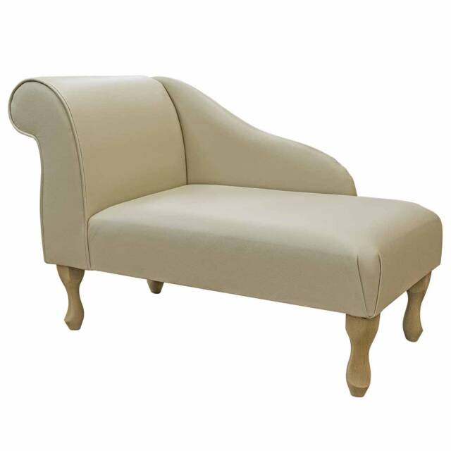 Handmade Cream Leather Chaise Longue Small Accent Sofa, British Made - image 1
