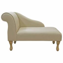 Handmade Cream Leather Chaise Longue Small Accent Sofa, British Made - thumbnail 2