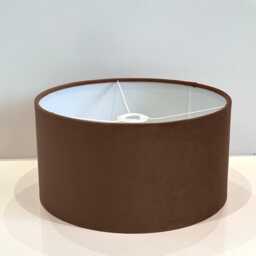 New Handmade Cinnamon Brown Velvet Drum Lamp Shade Suitable For Tables & Ceilings With White Lining All Shapes Available Sizes On Demand - thumbnail 2