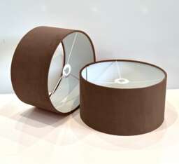 New Handmade Cinnamon Brown Velvet Drum Lamp Shade Suitable For Tables & Ceilings With White Lining All Shapes Available Sizes On Demand - thumbnail 1