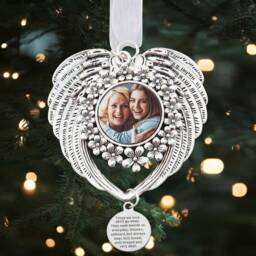 Photo Memorial Christmas Tree Charm Personalised Image Decoration - Angel Wings Ornament in Loving Memory Gift - thumbnail 2
