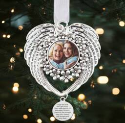 Photo Memorial Christmas Tree Charm Personalised Image Decoration - Angel Wings Ornament in Loving Memory Gift