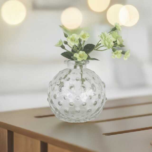 Round Glass Vase With Raised Dot Detail, Shelf Styling, Gift For Her, New Home - image 1
