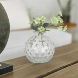 Round Glass Vase With Raised Dot Detail, Shelf Styling, Gift For Her, New Home - thumbnail 2