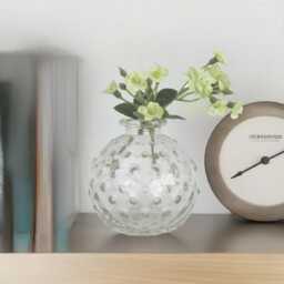 Round Glass Vase With Raised Dot Detail, Shelf Styling, Gift For Her, New Home - thumbnail 3