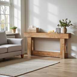 Farmhouse Console Table Narrow Wooden Sofa Table With 2-Tier Shelf - thumbnail 2