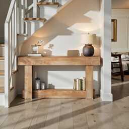 Farmhouse Console Table Narrow Wooden Sofa Table With 2-Tier Shelf - thumbnail 3
