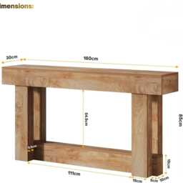 Farmhouse Console Table Narrow Wooden Sofa Table With 2-Tier Shelf - thumbnail 4