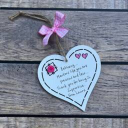 Personalized Mentor Thank You Gift Handmade Wooden Heart Plaque - thumbnail 1